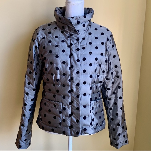 Jacket Lands End Polka-dot Gray/black sz M Down - Picture 1 of 6